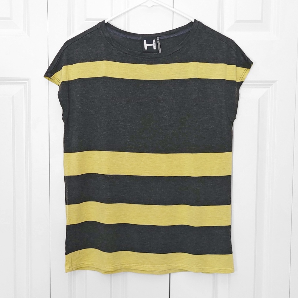 Nordstrom Dark Gray Yellow Sriped Flowy Tee-Tank Size XS, H by Bordeaux
